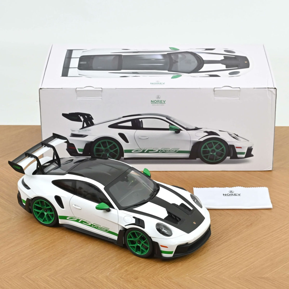 Norev 2022 Porsche 911 992 GT3 RS Weissach Package "Tribute to Carrera RS" White w/ Green 1:12