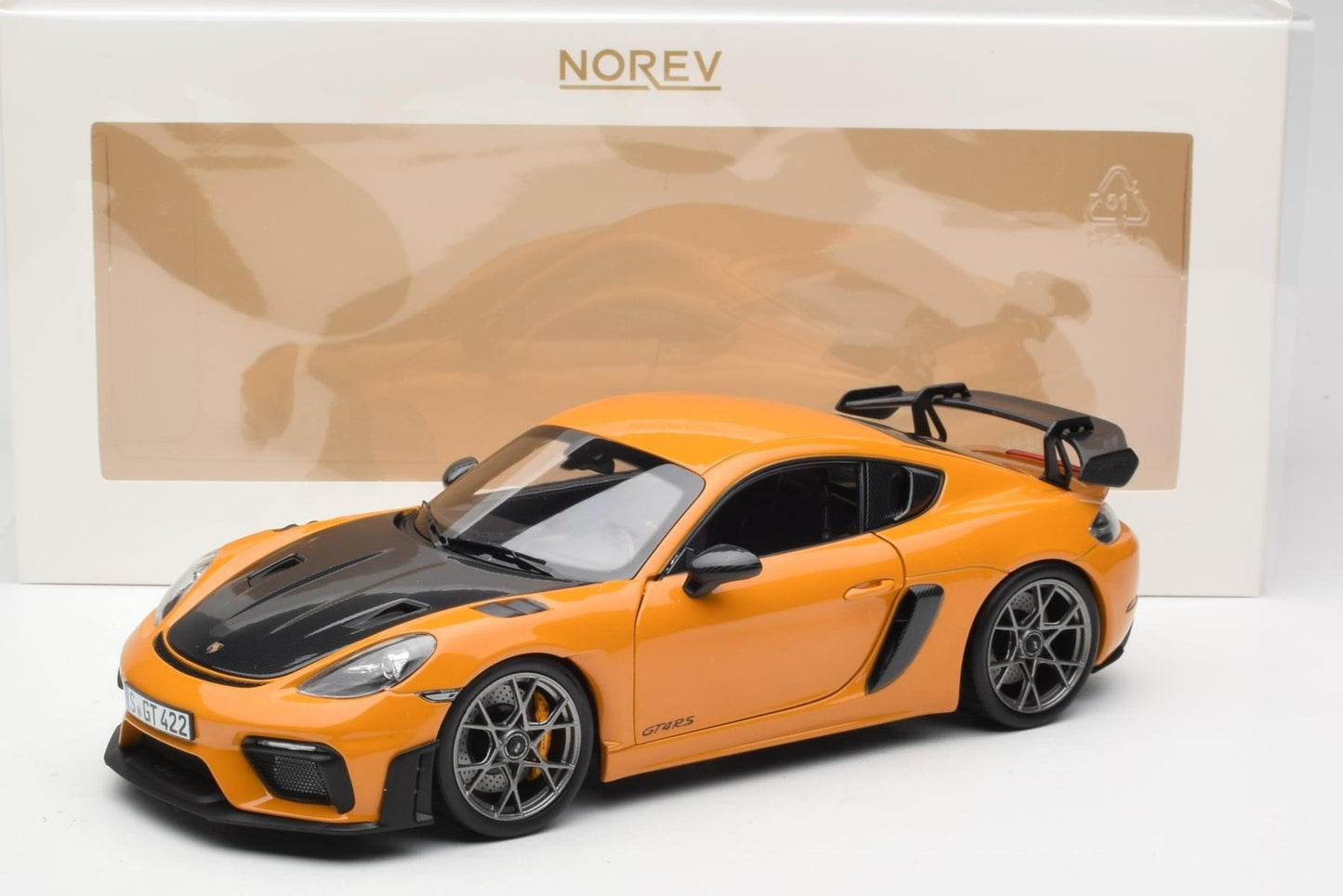 Norev 2023 Porsche 718 Cayman GT4 RS w/ Weissach Package Bahama Yellow 1:18