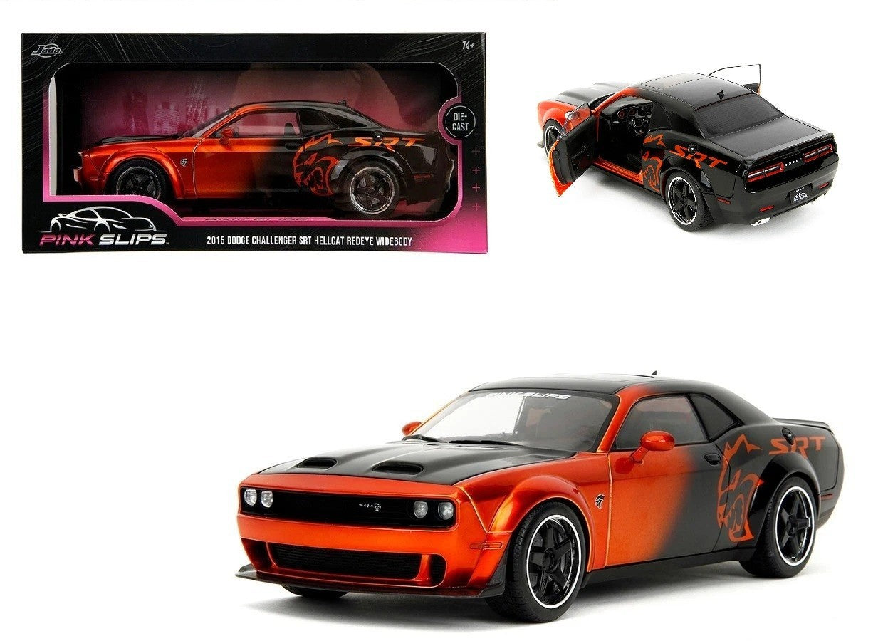 Jada Pink Slips 2015 Dodge Challenger SRT Hellcat Redeye Orange & Black 1:18