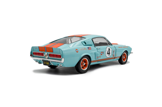 Solido 1967 Ford Shelby Mustang GT500 No 4 Tribute Gulf Livery Blue and Orange 1:18