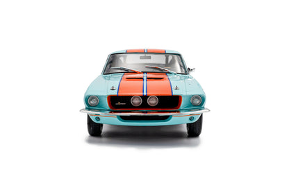 Solido 1967 Ford Shelby Mustang GT500 No 4 Tribute Gulf Livery Blue and Orange 1:18