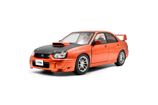 Solido 2003 Subaru WRX STi (GDB) Orange Metallic w/ Black Carbon Hood 1:18