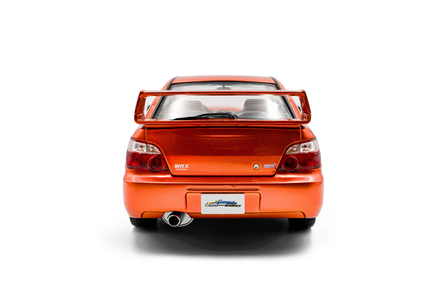 Solido 2003 Subaru WRX STi (GDB) Orange Metallic w/ Black Carbon Hood 1:18