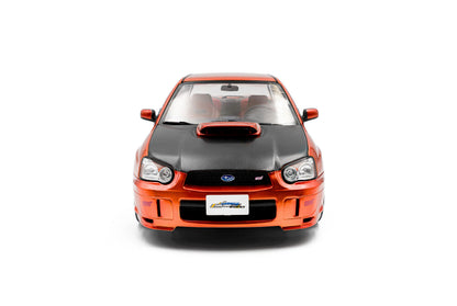 Solido 2003 Subaru WRX STi (GDB) Orange Metallic w/ Black Carbon Hood 1:18