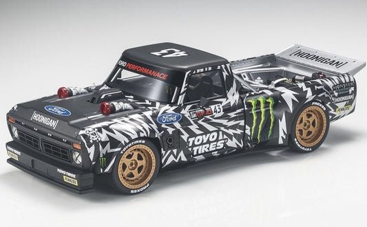 Top Marques 1977 Ford USA F-150 Pick-Up #43 Hoonigan 2018 Gymkhana Ken Block Black w/ Gold Wheels 1:18