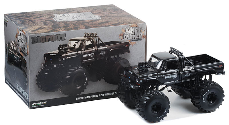 Greenlight 1974 Ford F-250 Monster Truck "Bigfoot" Black Bandit Edition 1:18