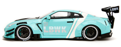 Jada Pink Slips Nissan Skyline GT-R R35 Liberty Walk Seafoam Mint Green 1:18