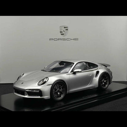 Spark-Model 2024 Porsche 911 Turbo (992) 50th Anniversary WITH DISPLAY GT Silver Metallic 1:18