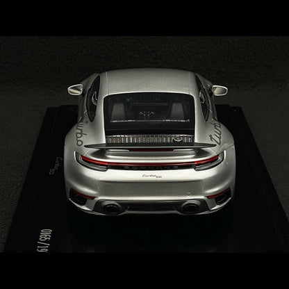 Spark-Model 2024 Porsche 911 Turbo (992) 50th Anniversary WITH DISPLAY GT Silver Metallic 1:18
