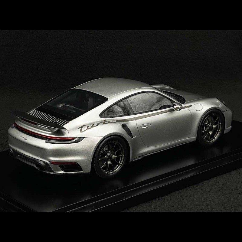 Spark-Model 2024 Porsche 911 Turbo (992) 50th Anniversary WITH DISPLAY GT Silver Metallic 1:18
