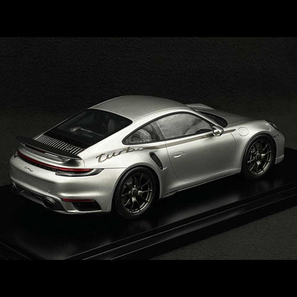 Spark-Model 2024 Porsche 911 Turbo (992) 50th Anniversary WITH DISPLAY GT Silver Metallic 1:18