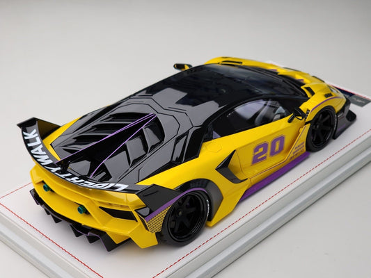 Ivy Merit Lamborghini Aventador GT Evo LB Silhouette Works Yellow 1:18 WITH DISPLAY