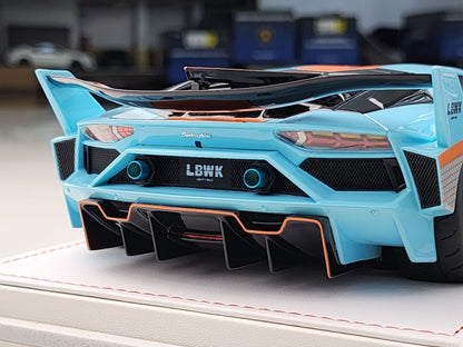 Ivy Merit Lamborghini Aventador GT Evo Gulf Blue 1:18 WITH DISPLAY